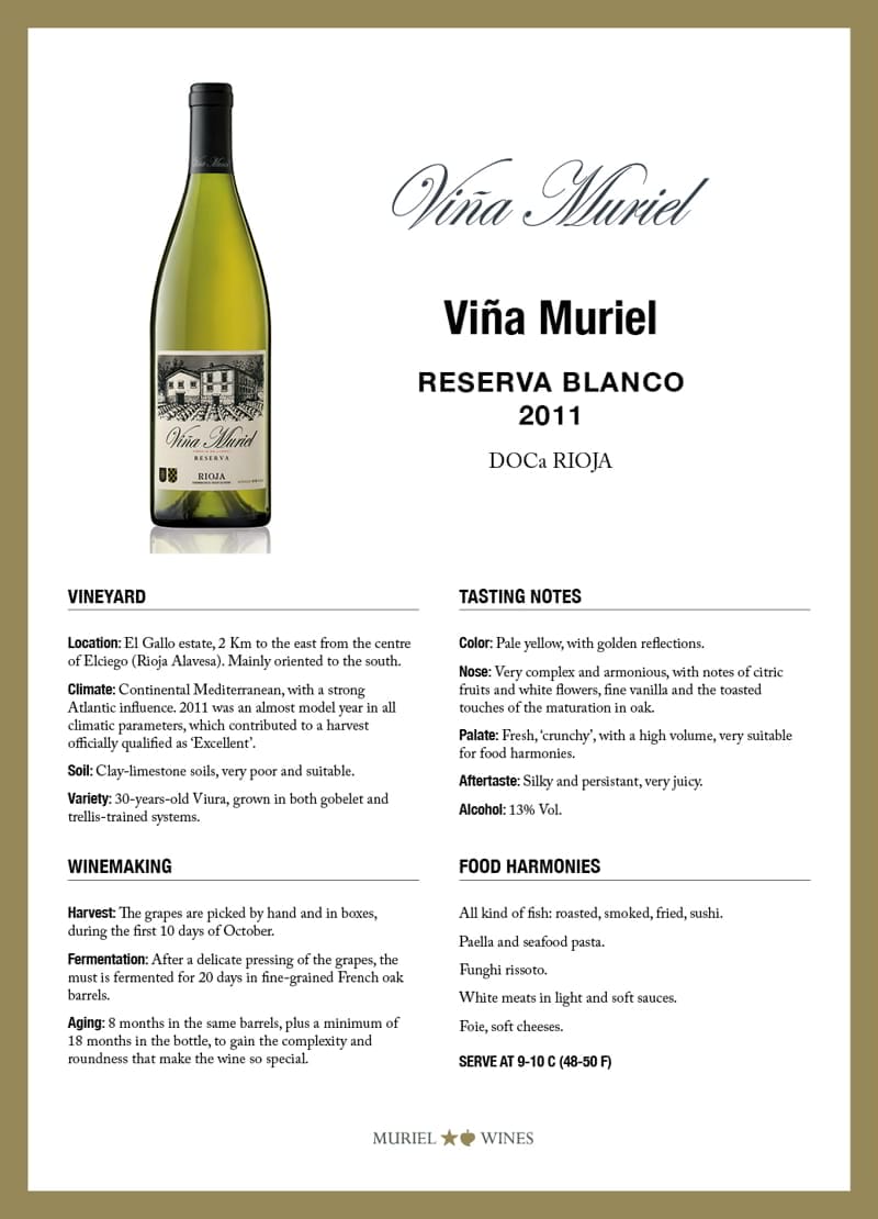 Viña Muriel Blanco Reserva at its best