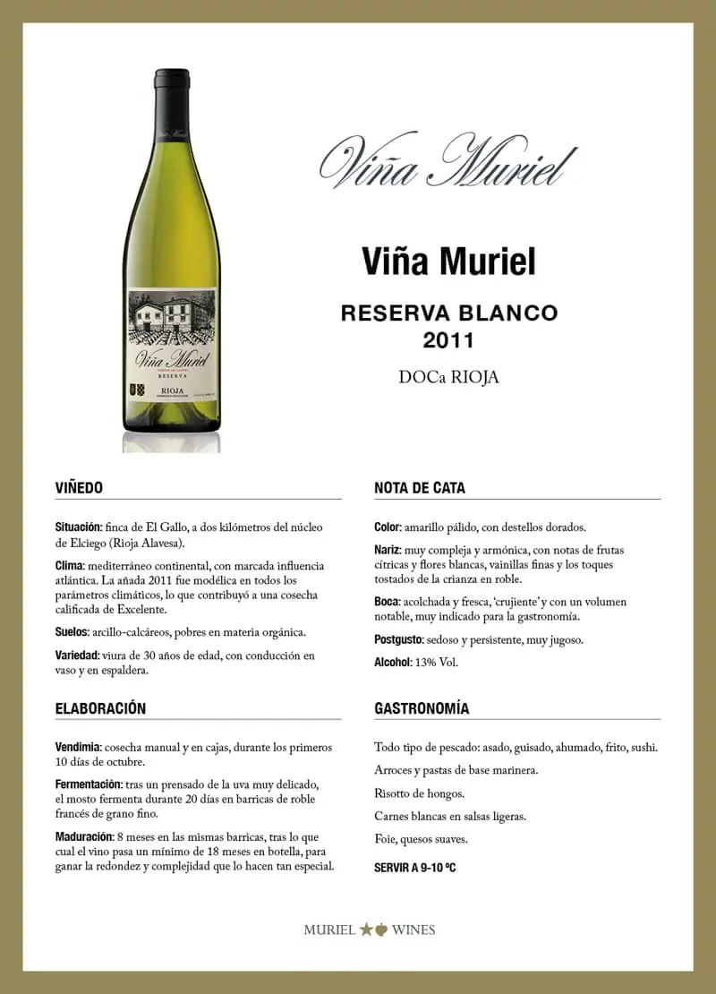 El mejor momento de Viña Muriel Blanco Reserva